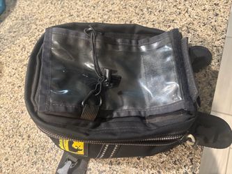 Wolfman Motorcycle Tank Bag with motorcycle battery included . Motorcycle ramp
