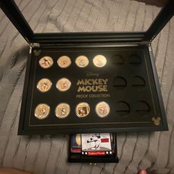 Disney Mickey Mouse Proof Collection 10 Coins 24K Gold Plated Box