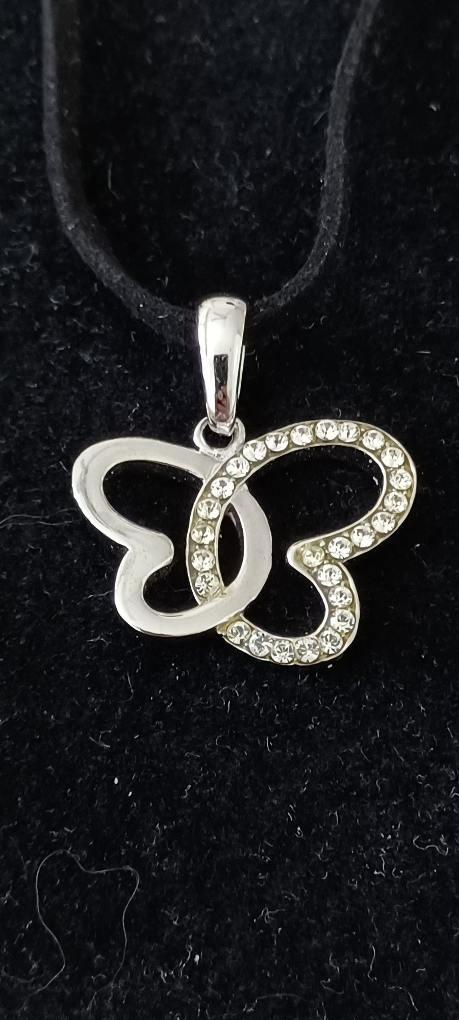 Designer NF Sterling Silver Cz Butterfly Pendant Necklace