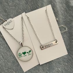 Vegan Necklace And Charm set
