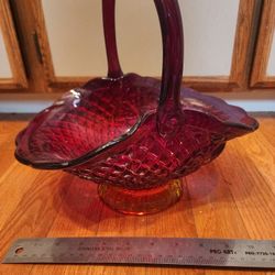 Vintage Indiana Glass Amberina Glass Basket from the 1950s
