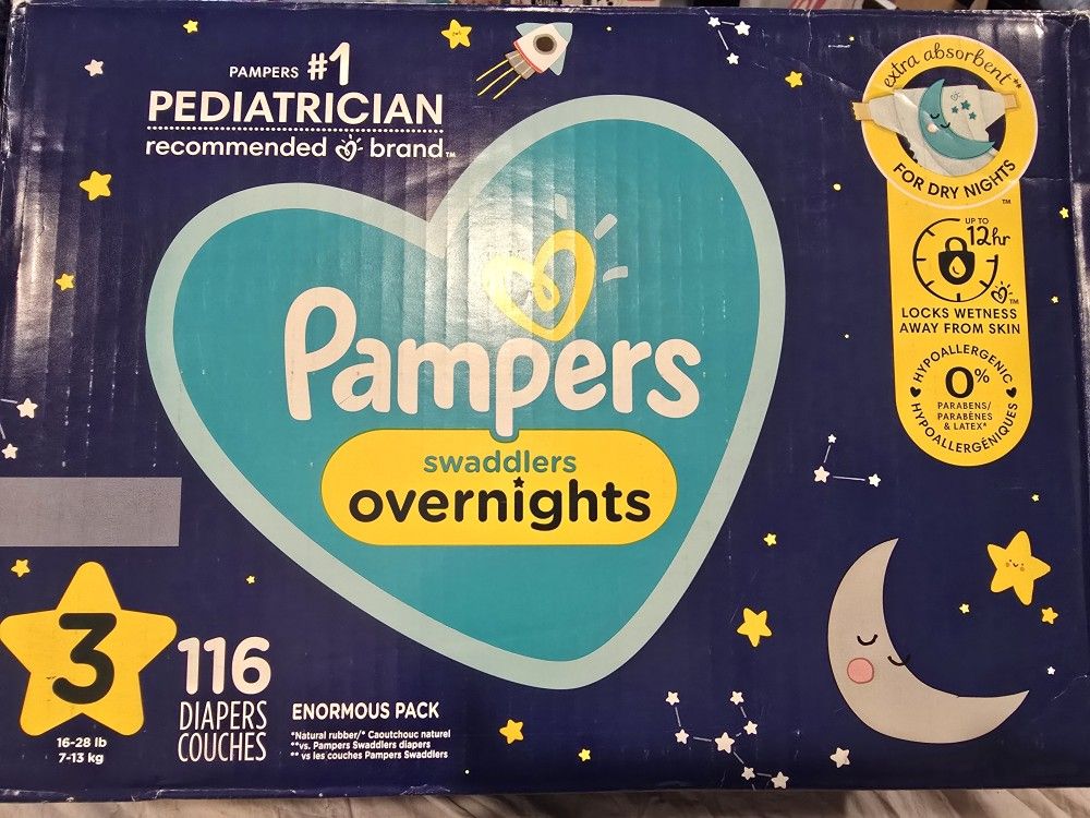 Pampers Swaddlers Overnights, Size 3, 116 Count