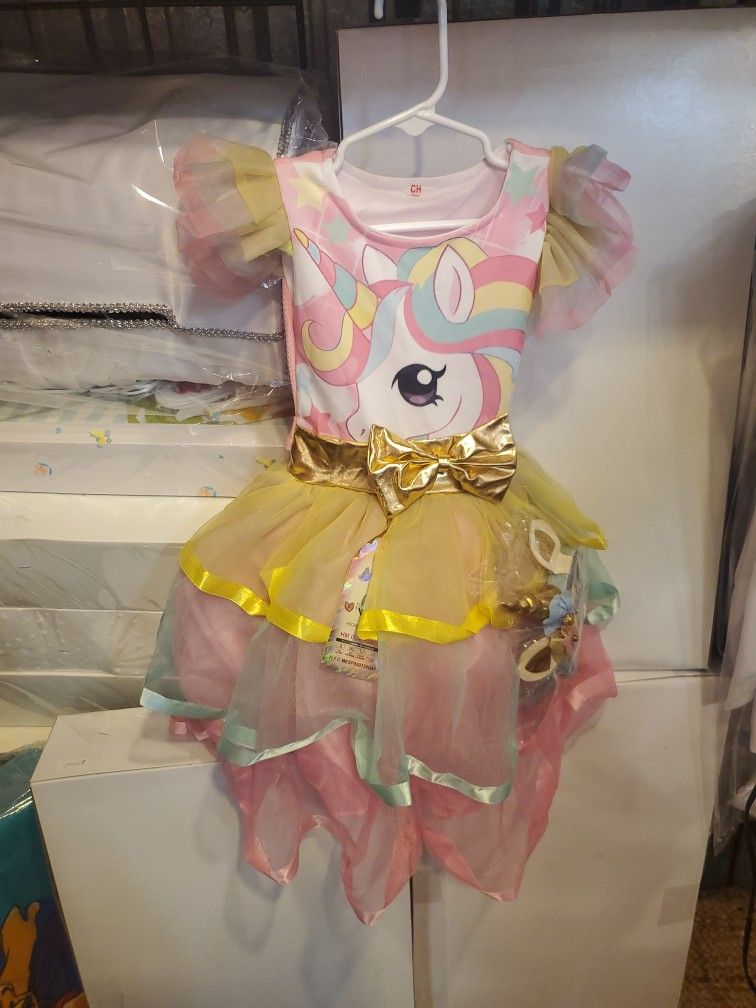 NEW Unicorn Dress W Headband Sizes 2,4,6
