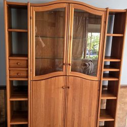 Mid-century Wooden Hutch / Display Cabinet