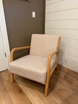 Cream Mid-Century Modern Accent Armchair