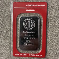 One ounce silver bar   ARGOR-HERAEUS