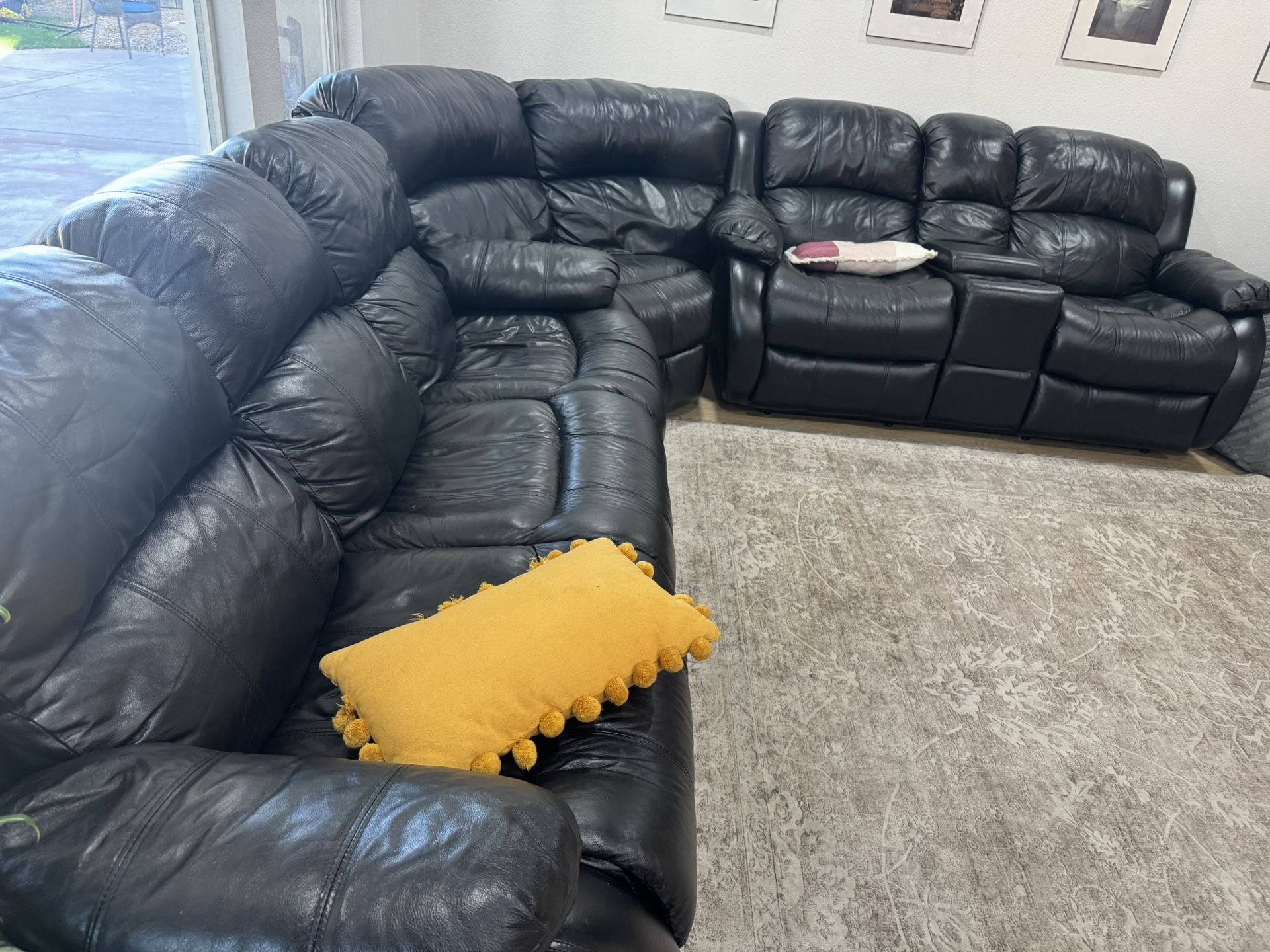 Black Leather Electric Sofa Couches