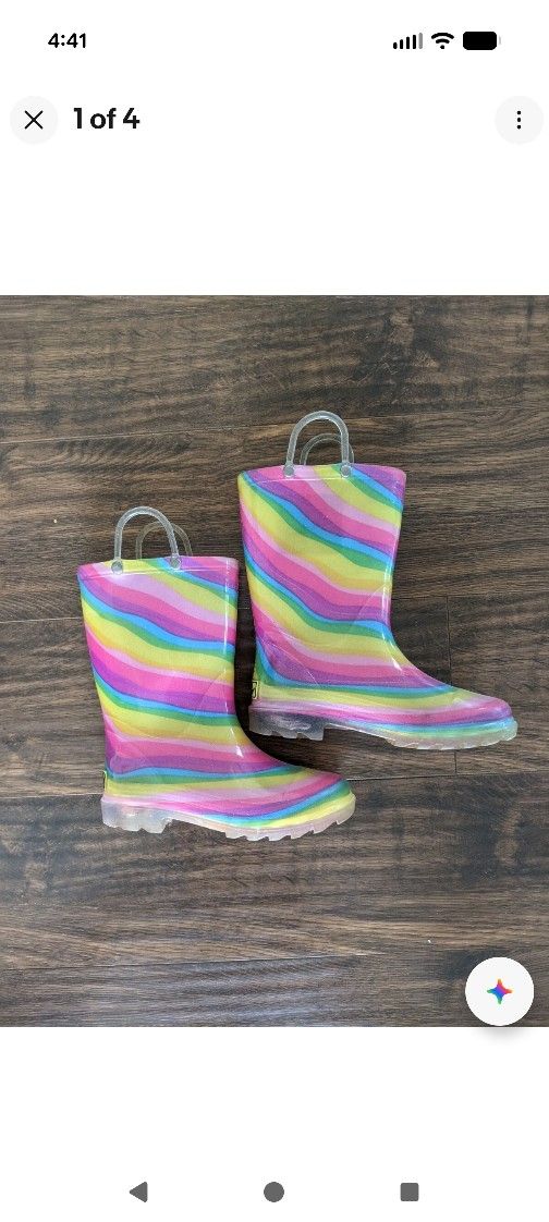 Size US 1 MLK Western Chief Rainbow Rain Boots Booties Lightup
