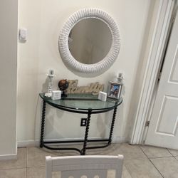 White Mirror And Glass Table 