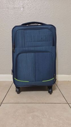 Blue Soft-Shell Carry-On Spinner Luggage