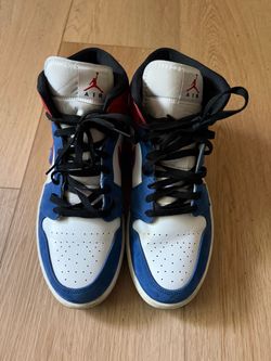 Air Jordan 1 Mid Blue Red White Sneakers