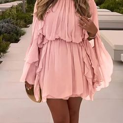 Baby pink chiffon dress