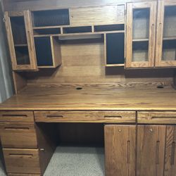 Awesome, Custom-Built Solid Oak Desk with Hutch!