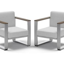 2 Pieces Aluminum Outdoor Patio Furniture Armchair 