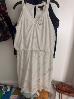 White House Black Market Embellished White Dress