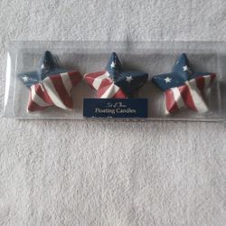 Patriot Star Floating Candles - (3) Kohls Red, White, Blue- Brand New 