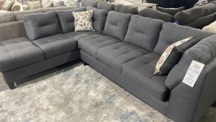 Gray Fabric Sectional Sofa with Chaise