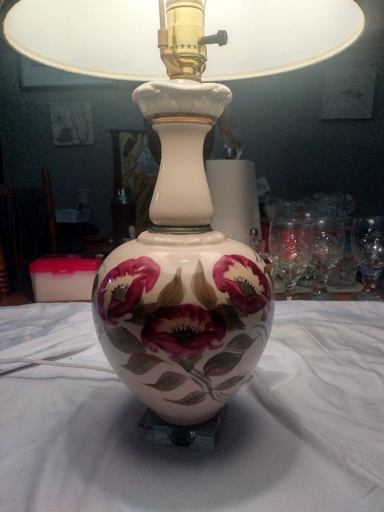 Vintage Guilded Hand Painted And Signed Table Lamp