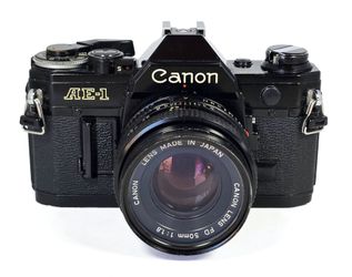 Rare Black Canon AE-1 35mm Film Camera w/ Canon 50mm f/1.8 Lens - Works Great w/ NO Canon Squeal