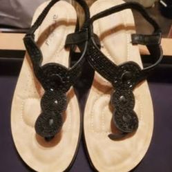 Anie Comfort Black Beaded Sandles (size 8 1/2 wide)