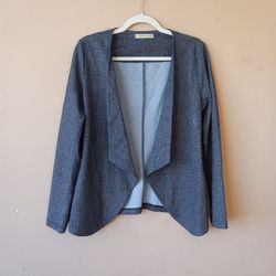 Piazza Italia Open Front Gray Blazer / Cardigan  Top Women's Size M/ Medium  Suit 