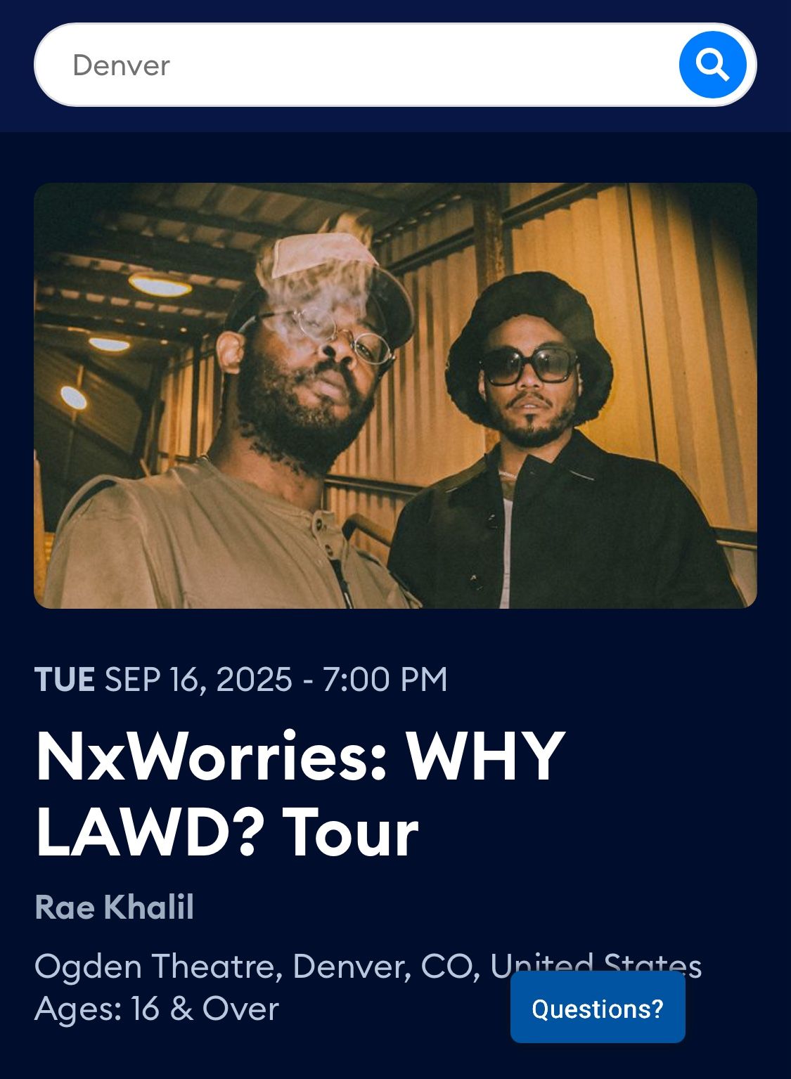 2 NxWorries Digital Tickets