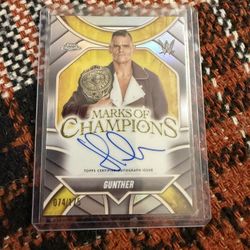 2025 Topps Chrome WWE Gunther Marks Of Champions #/175 Refractor Auto 