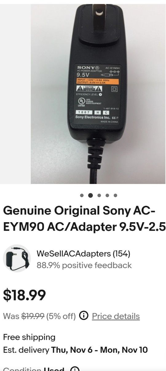 Sony AC-EYM90 Power Adapter 