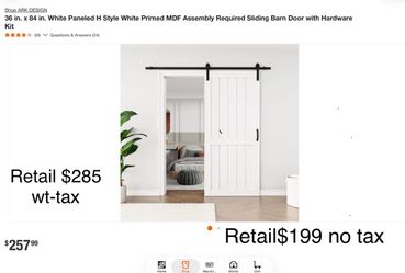 🚪 36” x 84” WHITE SLIDING BARN DOOR 🔥 ONLY $199 — NO TAX! 🔥. Retail $285 + tax ✨ Modern H-Style Design ⚙️ Hardware Kit Included 🛞 79” Track + Soft