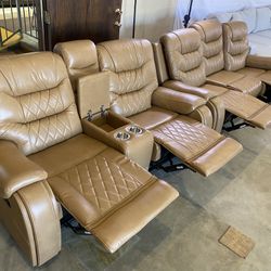 FREE DELIVERY AND INSTALLATION - NEW IN BOX! Sofa and Loveseat! Brown Leather Color