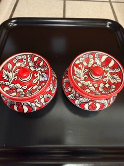 Set of 2 colorful mini ceramic bowls