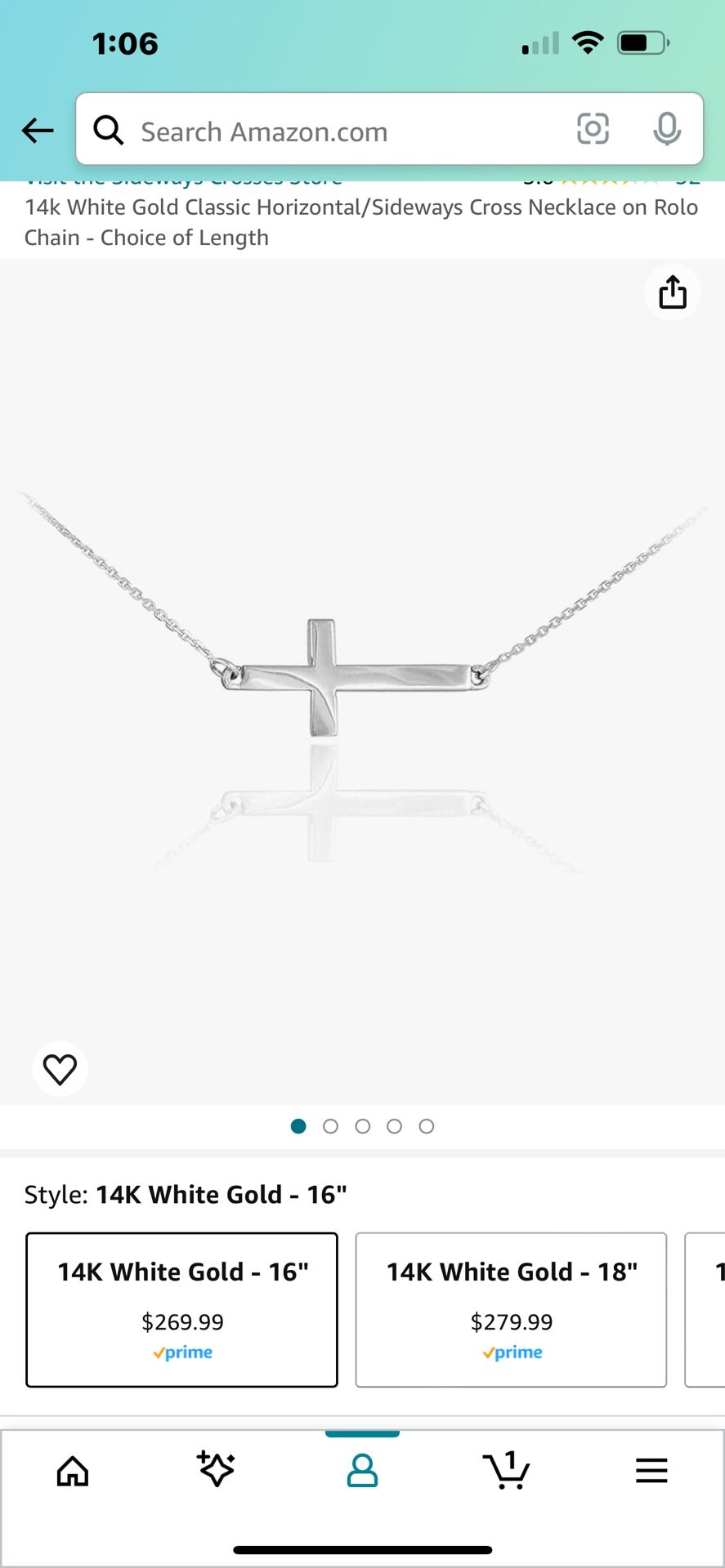 Sideways Cross Necklace 