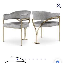 Madelyn Grey Velvet Dining Chairs by Meridian (6 Total Chairs) in Sets of 2