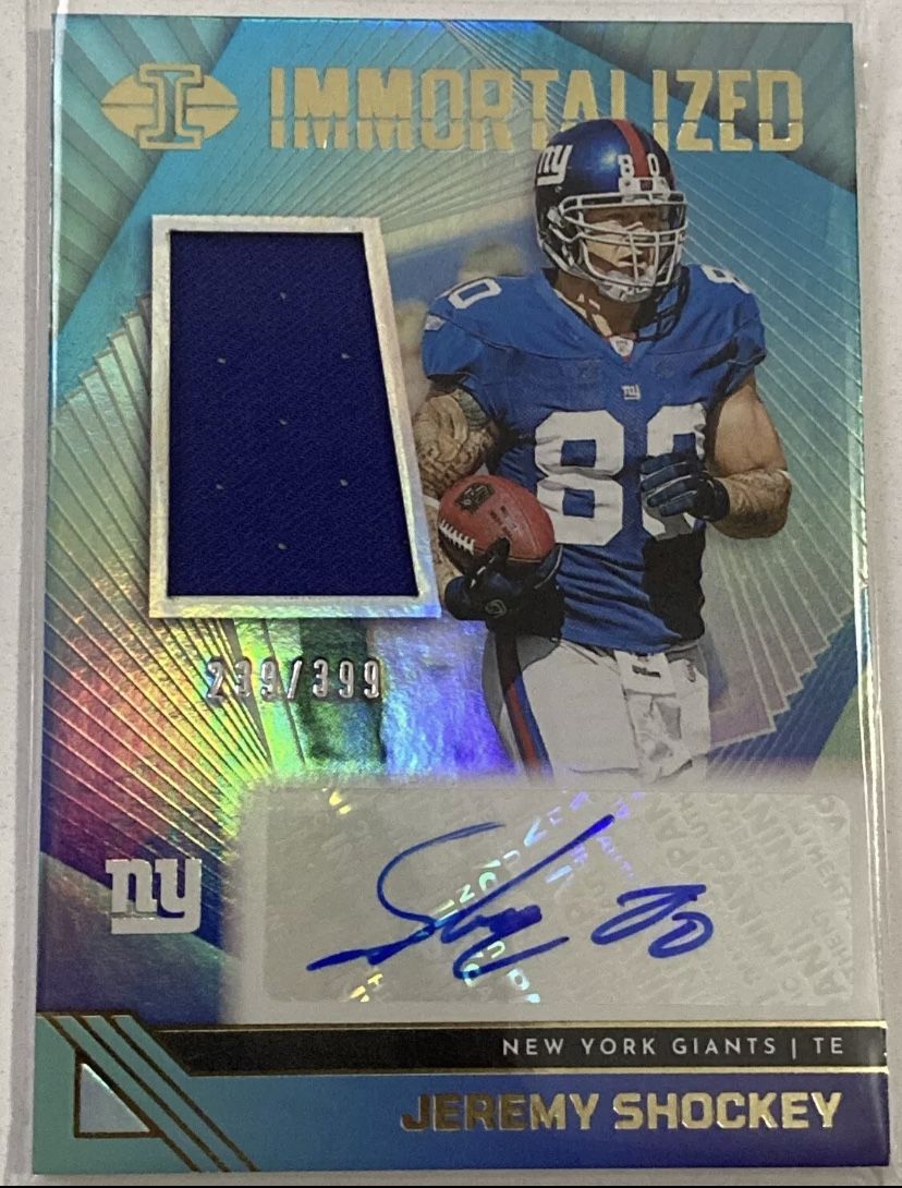 2023 Panini Illusions, Immortalized, Jeremy Shockey Memorabilia Autograph Out Of 399