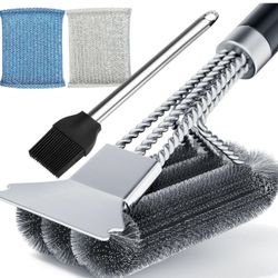 Ceekan Grill Brush for Outdoor Grill, BBQ Grill Accessories Cleaning Brush, 17'' Stainless Grill Grate Cleaner - Ideal Gifts for Men/Dad, Safe Grill U