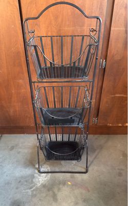 3-Tier Metal Wire Storage Basket Stand with Removable Baskets