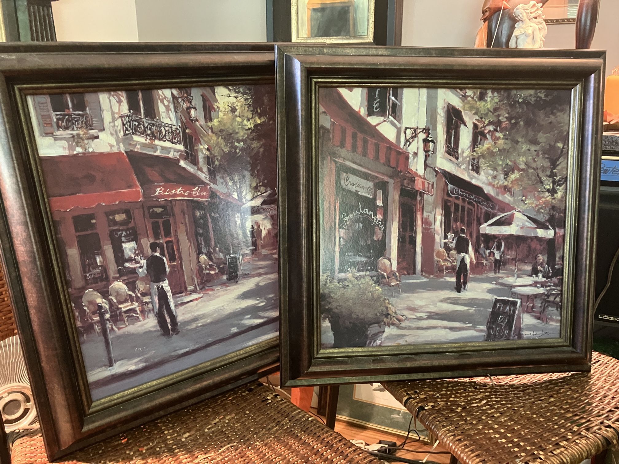 2 Parisian Cafe Street Scene Prints