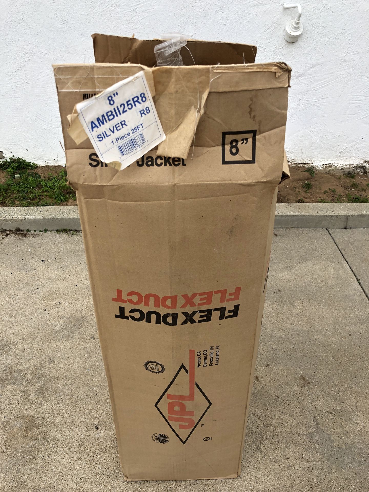 HVAC R8 insulated antimicrobial flex duct ducting, JPL, 8”