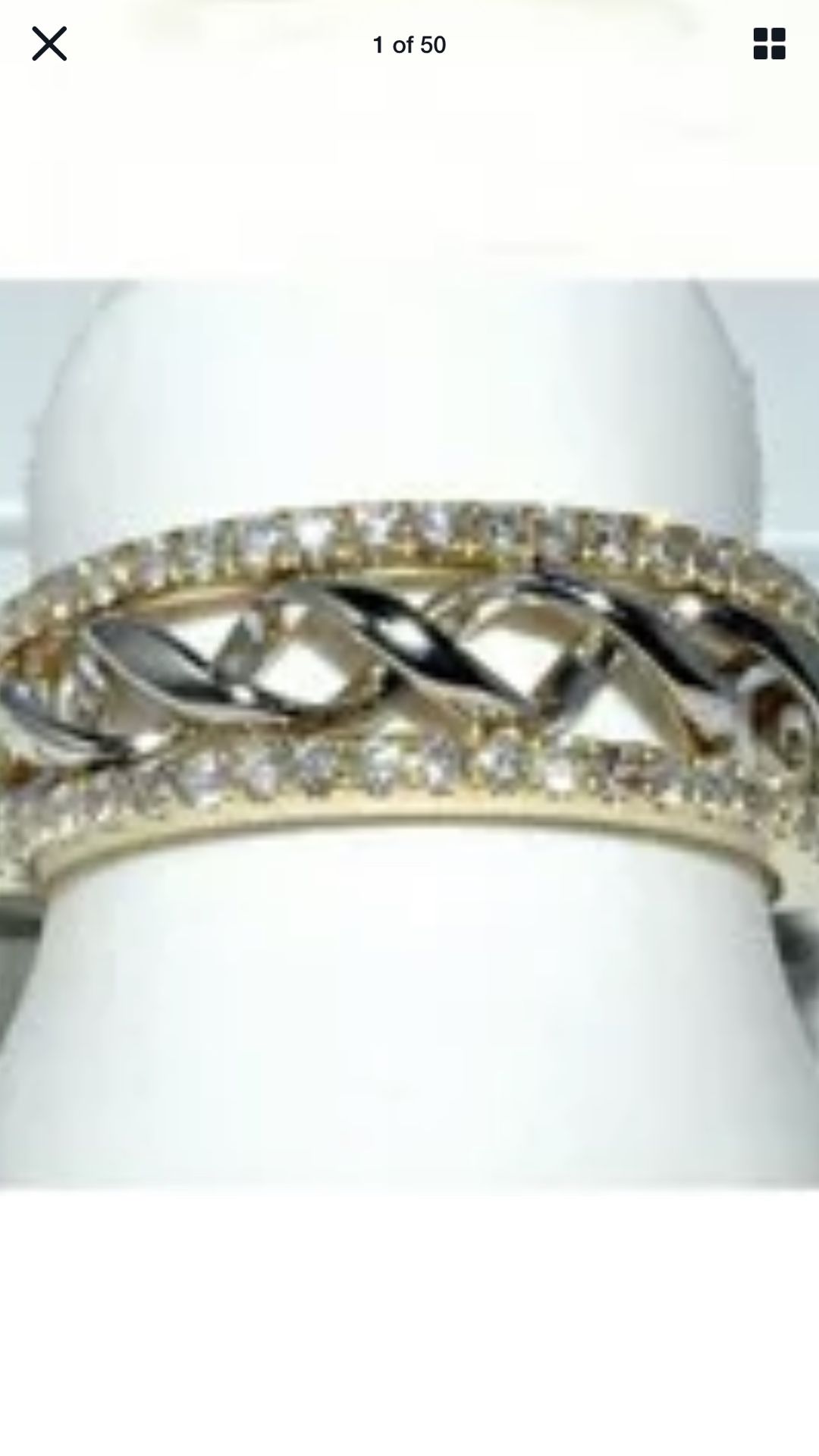 10K Yellow Gold filled. White Topaz Wedding Ring Sz 8-9