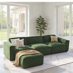 110" Cloud Sectional Couch with L-Shape Chaise&Movable Ottoman,Modern Modular Sofa with Deep Seat, Boneless Sofa,Couches for Living Room Bedroom,No As