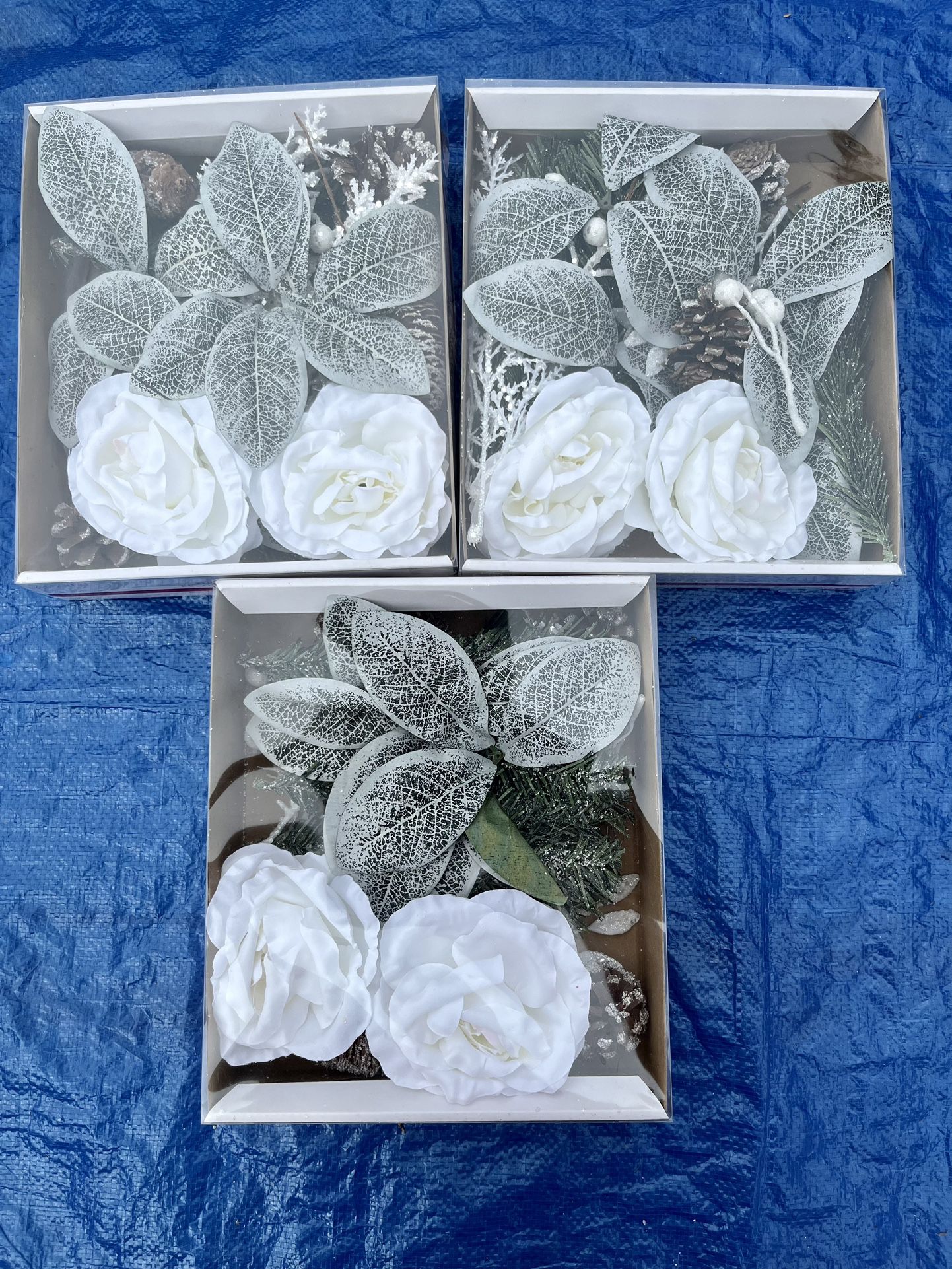 3 Boxes Of Michael’s Brand-Ashland Floral Decor  Accents Wreath Or Craft Christmas Or Anytime Flower/Pine cone And More 