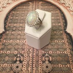 925 WHITEGOLD OPAL RING S8