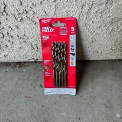 Milwaukee Red Helix Cobalt 1/4" Drill Bits 5-Pack