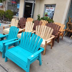  4-piece Adirondack Outdoor Patio Furniture Set - UNSTAINED 