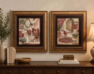 Vintage Powder Room Wall Art Set
