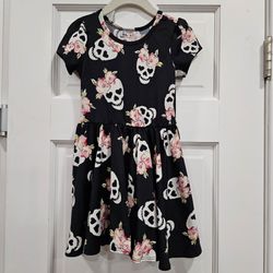 New Dot Dot Smile Halloween Floral Skull Cap Sleeve Twirl Dress – Size 2T