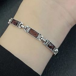925 Sterling Silver Stones Women's Bracelet Band Gift