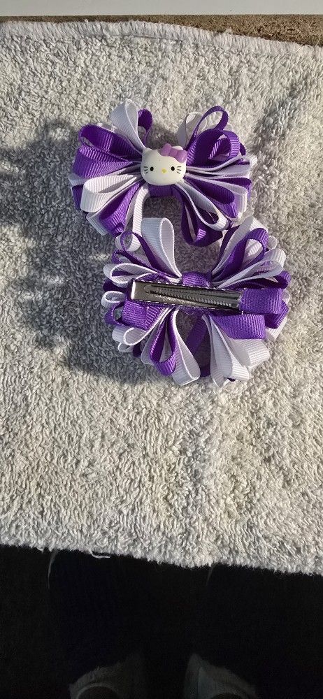 Purple Hello Kitty Hair Bow Set