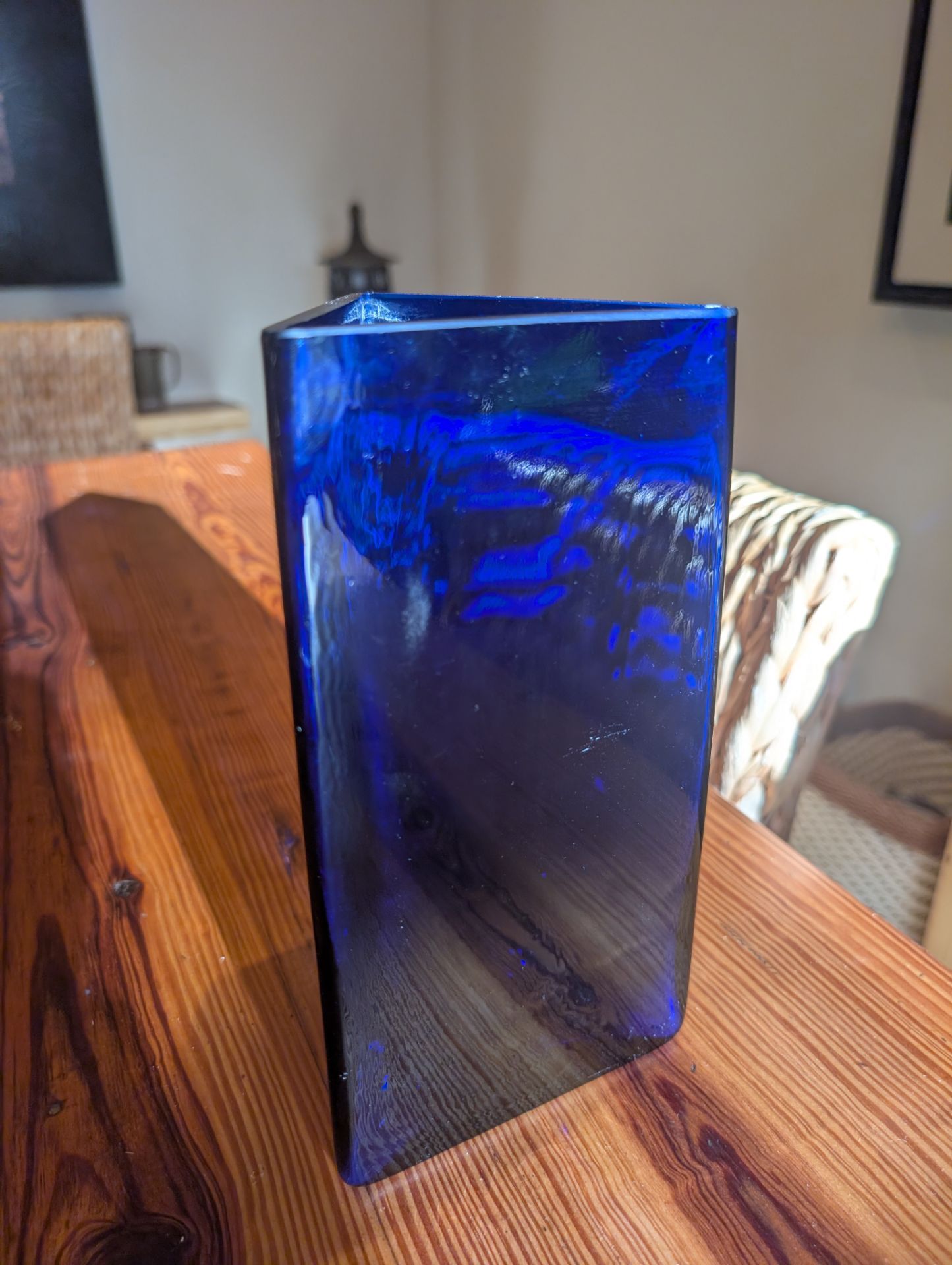 Cobalt Blue Triangular Vase