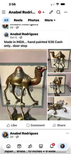 Brass Camel Figurine Hand Painted India